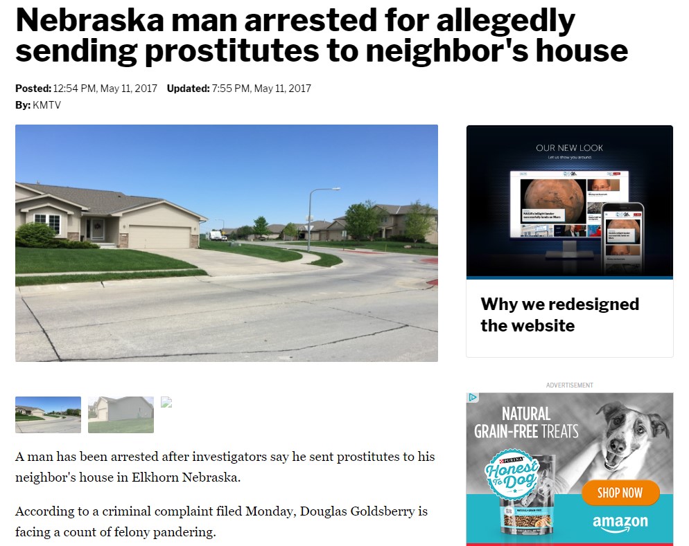 aguilas del america - Nebraska man arrested for allegedly sending prostitutes to neighbor's house Posted , Updated , By Kmtv Our New Look show you won Why we redesigned the website Advertisement Natural GrainFree Treats A man has been arrested after inves