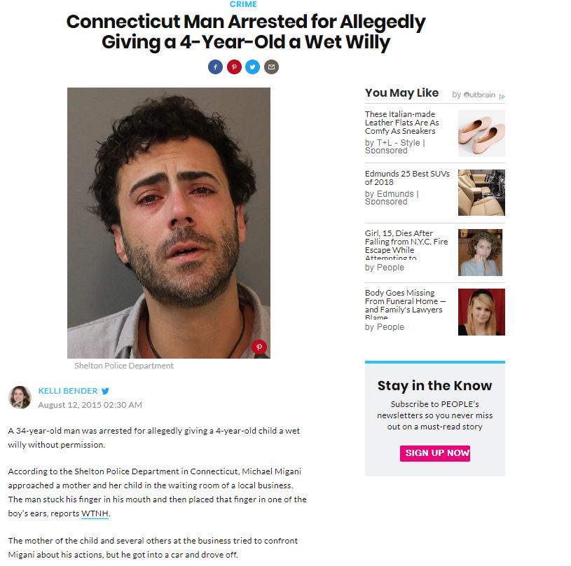 media - Crime Connecticut Man Arrested for Allegedly Giving a 4YearOld a Wet Willy You May by Outbrain 1 These Italianmade Leather Flats Are As Comfy As Sneakers by TL Style 1 Sponsored Edmunds 25 Best SUVs of 2018 by Edmunds Sponsored Girl, 15. Dies Afte