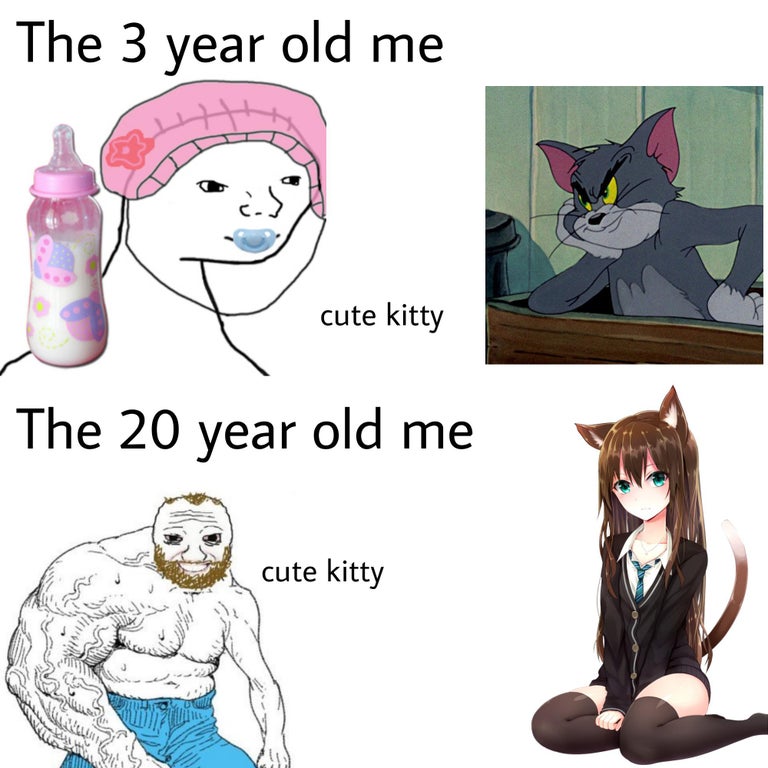 cute anime characters - The 3 year old me cute kitty The 20 year old me cute kitty