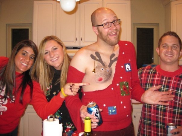 This is a picture of the greatest Christmas sweater in history. Totally hilarious!