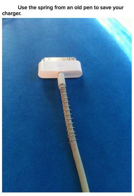 Use the spring from an old pen to save your charger.