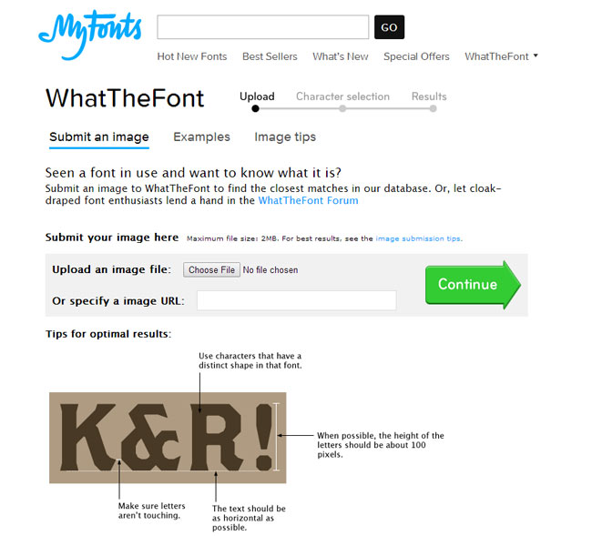 <a href="http://www.myfonts.com/WhatTheFont/" target="_blank">What The Font</a>