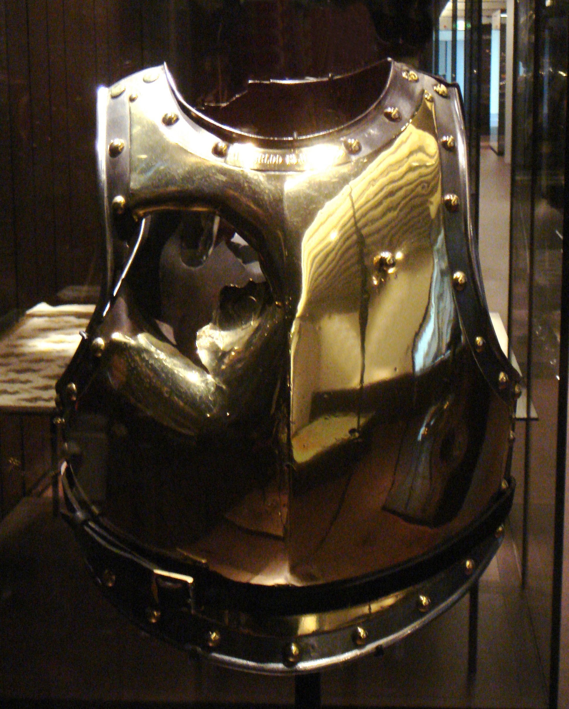 Cuirass holed by a cannonball at Waterloo