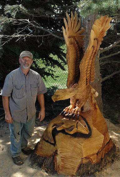 stump carving eagle