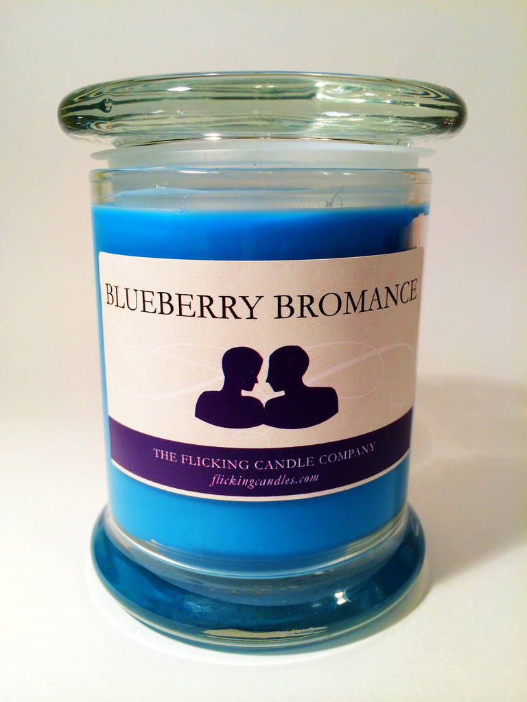 The Blueberry Bromance candle provides a little extra warmth for this "totally straight" relationship 