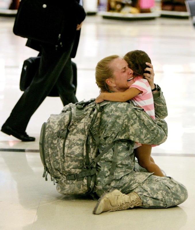 Terri Gurrol sees her daughter after a 7 month tour in Iraq.