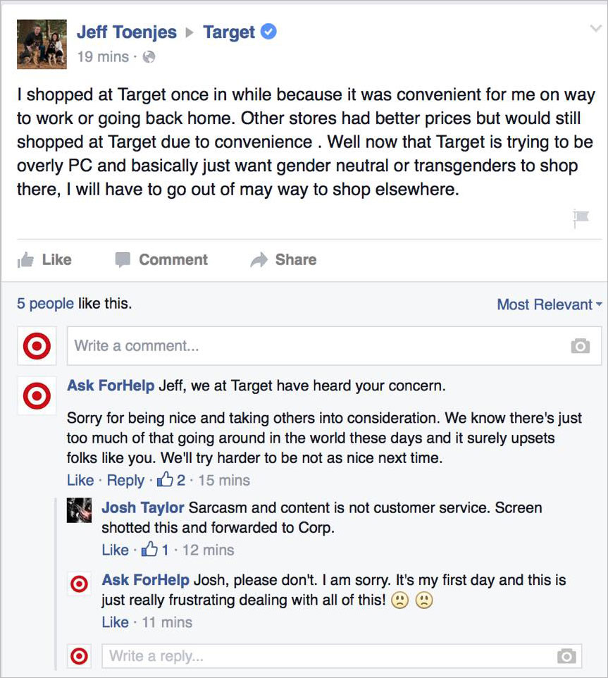 Man Poses as Target on Facebook, Trolls Angry Customers