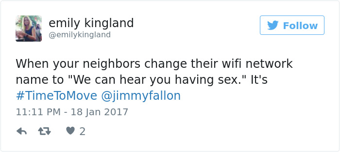 meryl streep speech reaction - emily kingland y When your neighbors change their wifi network name to "We can hear you having sex." It's tz 2