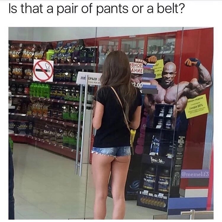 girl wearing pants so short it might just be a belt.