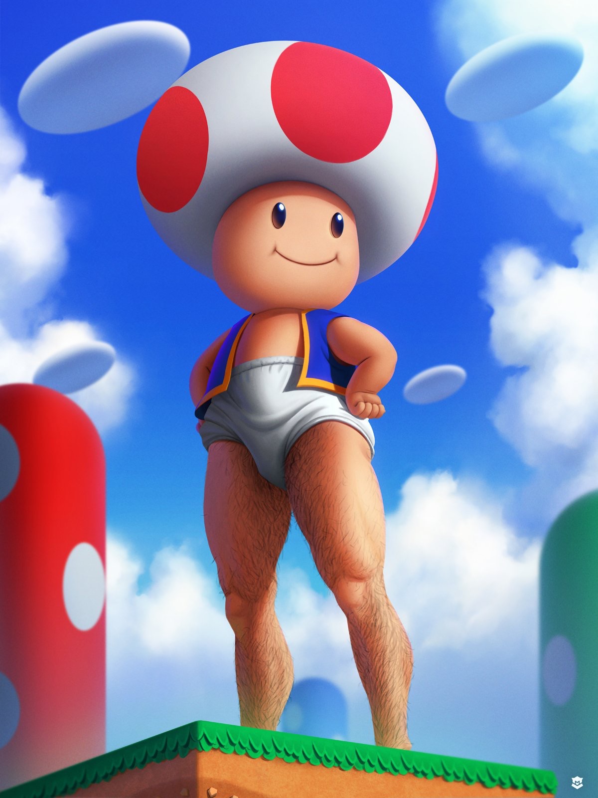 Fully grown mushroom man character