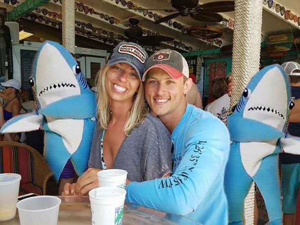 Left shark photoshopped into pic of engaged couple