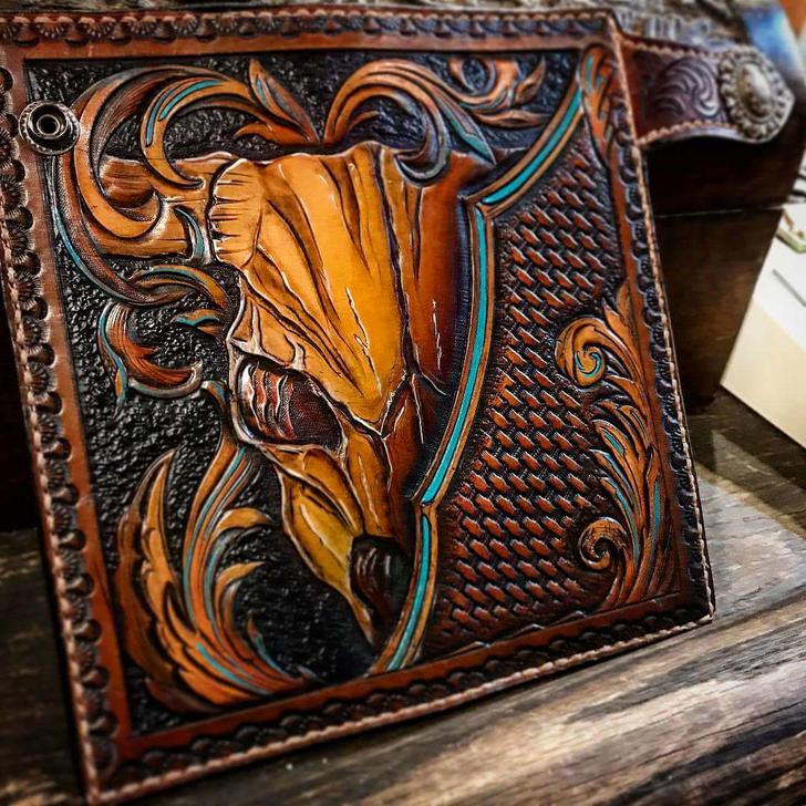 cool leather wallets - hand tooled leather wallet