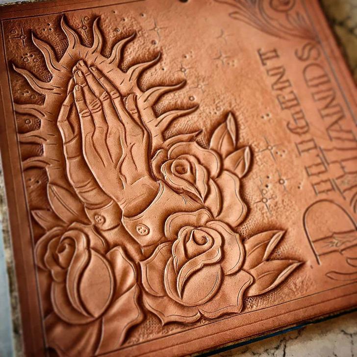 cool leather wallets - stone carving - Diligent Hands