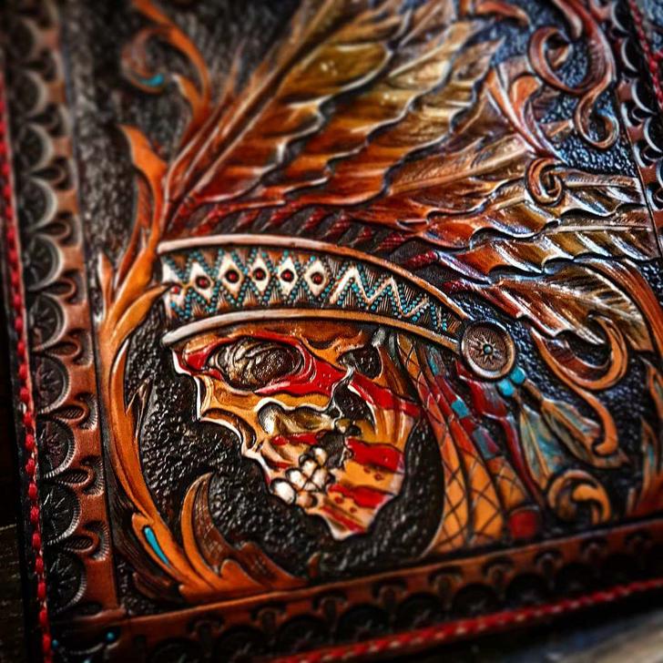 cool leather wallets - hand tooled leather