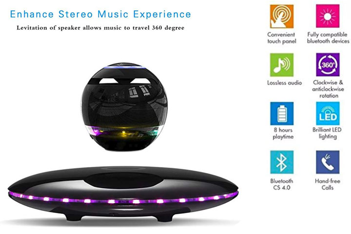 Now you can jam out to your favorite music while looking like some kind of futuristic wiz kid with this floating LED Bluetooth Speaker.  The Infinity Orb Magnetic Levitating Speaker Bluetooth 4.0 LED Flash Wireless Floating Speakers with Microphone and Touch Buttons (Black)$84.99 Get it <a href="https://amzn.to/2qXlnGd" target="_blank" rel="nofollow"><font color="red"><b>HERE</font></b></a>.
