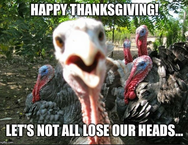 thanksgiving memes - farmer just unfriended me on facebook - Happy Thanksgiving! Let'S Not All Lose Our Heads... mgflip.com