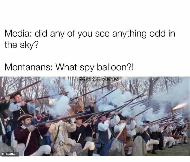 Chinese spy balloon memes - presentation - Media did any of you see anything odd in the sky? Montanans What spy balloon?! Sky Memes Twitter
