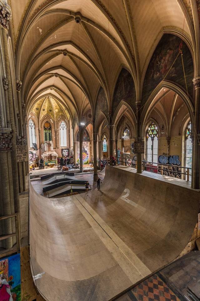 This abandoned church was purchased by skaters and renovated into a dream park.