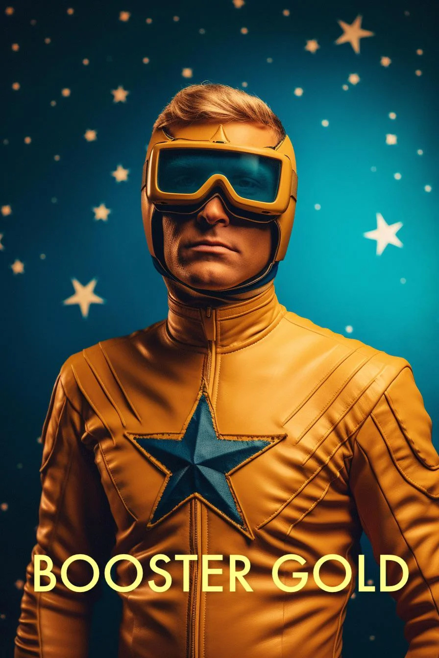 ai generated 70s justice league characters - eyewear - 430 Booster Gold