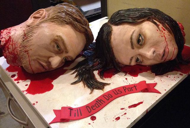 severed heads wedding cake - Denth Do Us Part