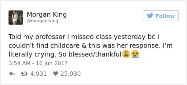 Professor's Awesome Response To Single Mother Missing Class