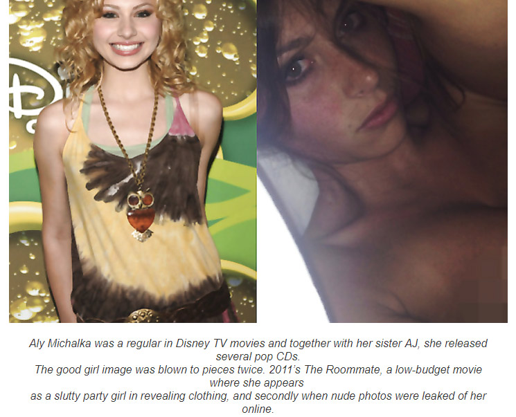 neck - Aly Michalka was a regular in Disney Tv movies and together with her sister Aj, she released several pop CDs. The good girl image was blown to pieces twice. 2011's The Roommate, a lowbudget movie where she appears as a slutty party girl in revealin