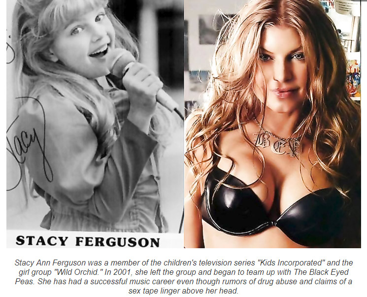 fergie black eyed peas sexy - Stacy Ferguson Stacy Ann Ferguson was a member of the children's television series "Kids Incorporated" and the girl group "Wild Orchid." In 2001, she left the group and began to team up with The Black Eyed Peas. She has had a