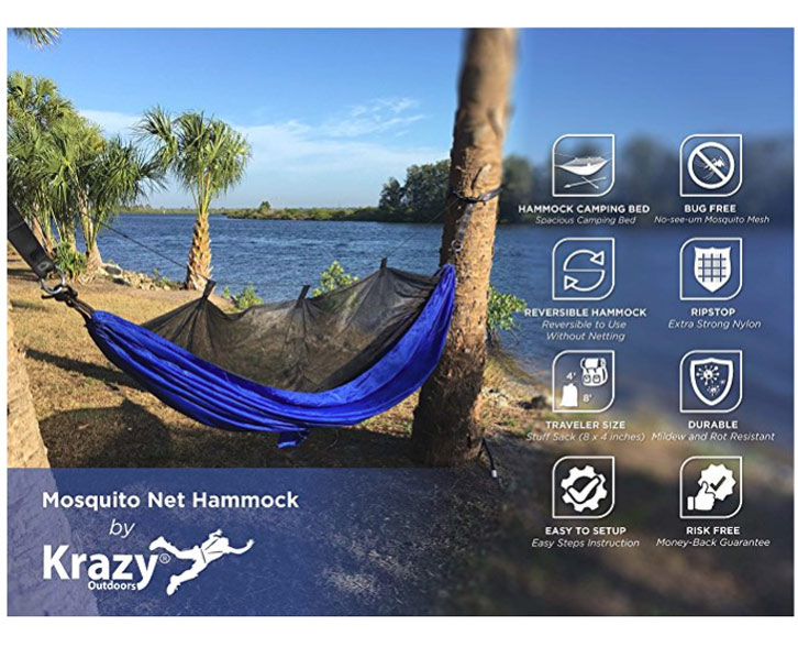 If you want to take a nap in a new spot, or just need to sleep off some of that day drinking this  Extra Durable Hammock with Mosquito Net will let you get some bug-free sleep. - $19.995 Get it
<a href="https://amzn.to/2JWiQrE" target="_blank" rel="nofollow"><font color="red"><b>HERE</font></b></a>