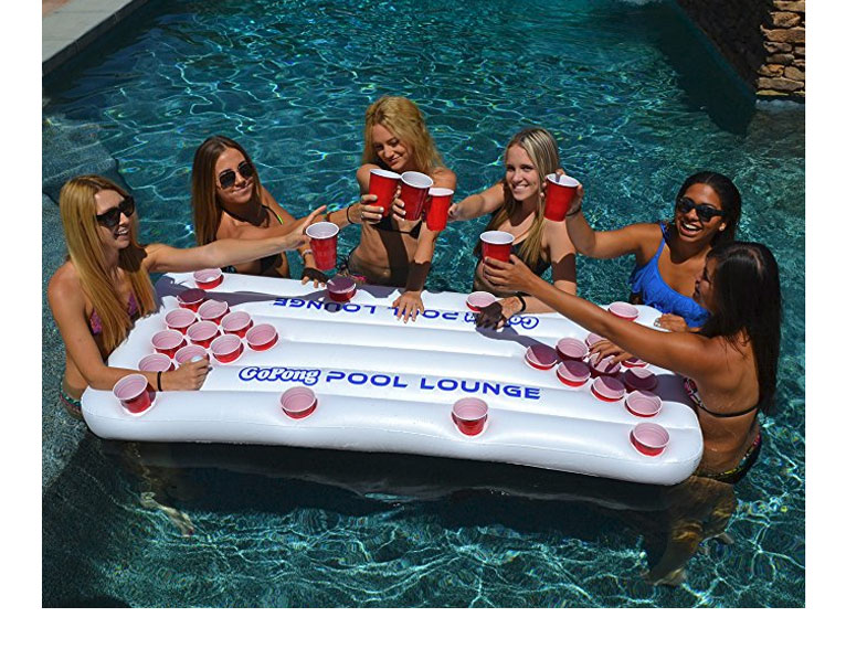 Want to play some beer pong but don't want to get out of the pool?  We got you covered with this Pool Party Inflatable Beer Pong - $35.99  Get it <a href="https://amzn.to/2JWOdCB" target="_blank" rel="nofollow"><font color="red"><b>HERE</font></b></a>
