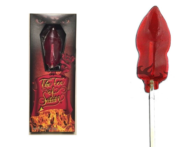 Want to satisfy your sweet tooth while searing your tastebuds with the fires of hell?  This lollipop is made with chilli extract that comes in at 9 million scoville units.  Check out one of the hottest candies in the world, The Satan's Toe Lollipop - $8.75  Get it <a href="https://amzn.to/2M85c52" target="_blank" rel="nofollow"><font color="red"><b>HERE</font></b></a>