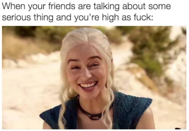 420 weed memes and pics - stoner memes - When your friends are talking about some serious thing and you're high as fuck