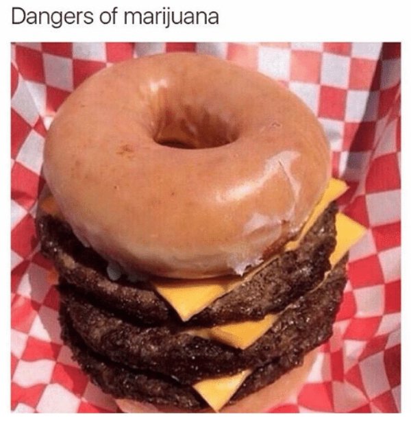 420 weed memes and pics - krispy kreme triple cheeseburger - Dangers of marijuana