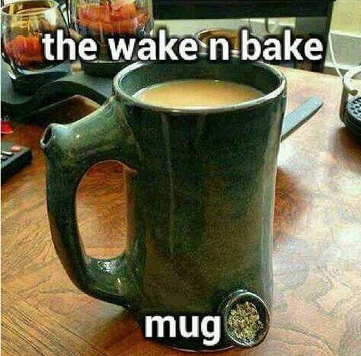420 weed memes and pics - coffee mug bong - the wake n bake Vy mug