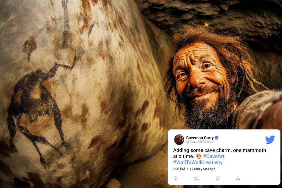 famous selfies from history - head - Caveman Garry Adding some cave charm, one mammoth at a time. 17,000 years ago 23
