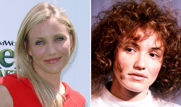 Cameron Diaz—Being John Malkovich (Barely recognizable, Diaz played Lotte Schwartz, a pet fanatic who tries out her husband’s portal to another world. There were no details in the script concerning her appearance, so she worked with director Spike Jonze to create Lotte’s look: transforming her normally blonde, straight locks into a brown, frizzy mess.)