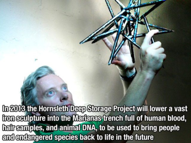 photo caption - In 2013 the Hornsleth Deep Storage Project will lower a vast iron sculpture into the Marianas trench full of human blood, hair samples, and animal Dna, to be used to bring people and endangered species back to life in the future