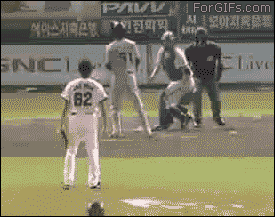 korean baseball fight gif - ForGIFS.Com
