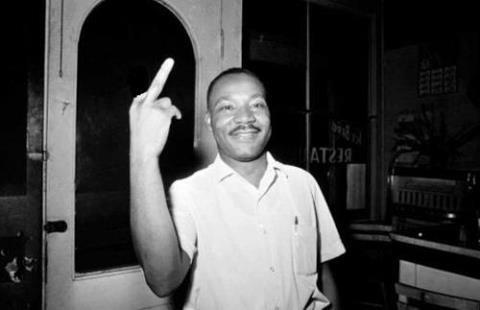 Martin Luther King flipping the middle finger