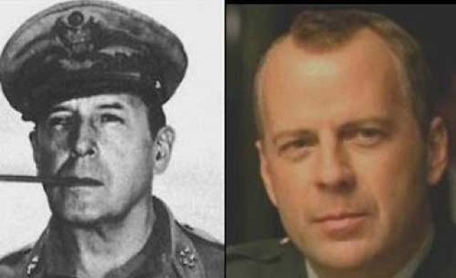 General Douglas MacArthus and Bruce Willis