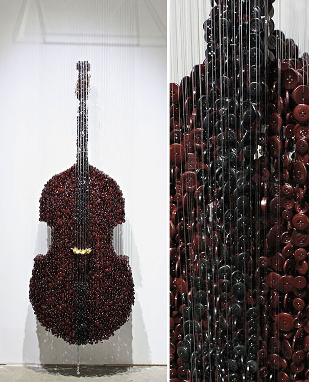 Incredible 3D Sculptures Made of Suspended Buttons