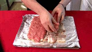 Then, add the ground pork sausage layer.