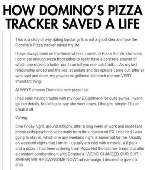 Domino's Pizza Tracker Saves Lives