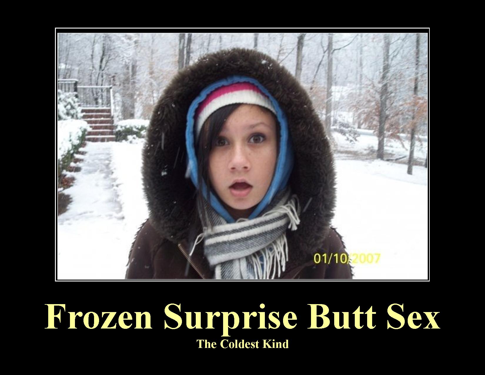 Demotivational poster of surprise butt sex