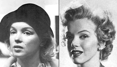 Marilyn Monroe before and after make-up