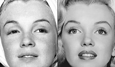 Marilyn Monroe before and after make-up