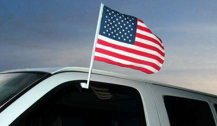 US flags on cars
