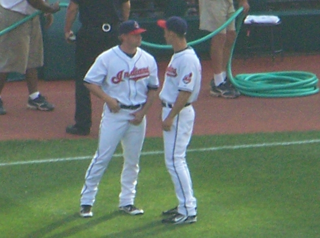 Jason Michaels and Grady Sizemore of the Cleveland Indians