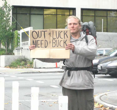 Funny beggar signs