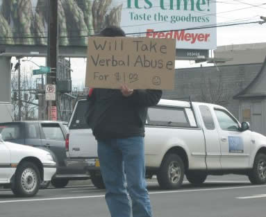 Funny beggar signs