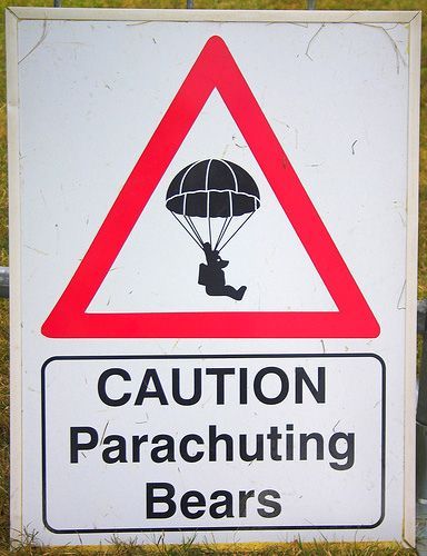 CAUTION Parachuting Bears